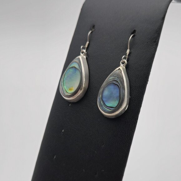 Sterling Silver Abalone Shell Large Earrings A3844 - Picture 3 of 6